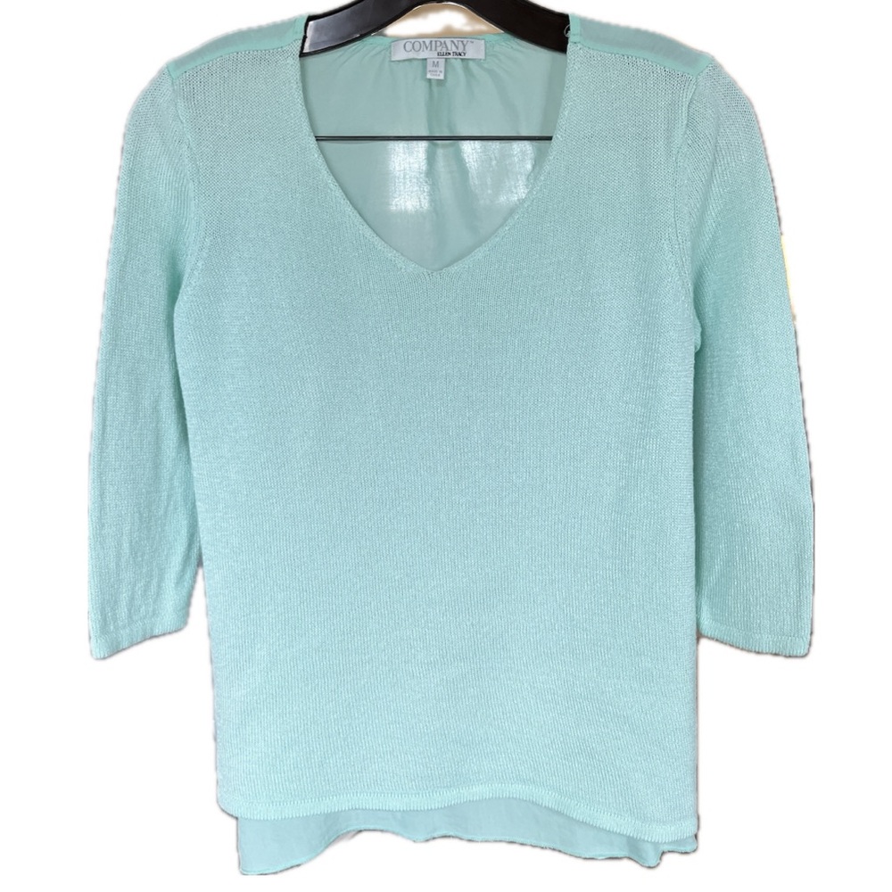 Ellen Tracy Women V-Neck Sweater Mint Green Size Medium